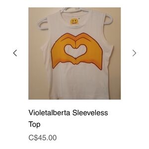 White Sleeveless Top with Heart Design